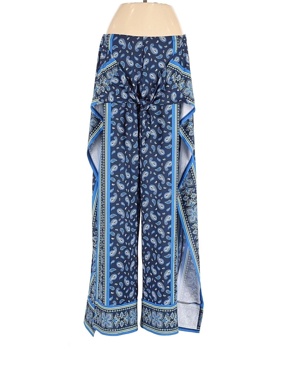 Lands' End Navy Paisley Wide-Leg Pant